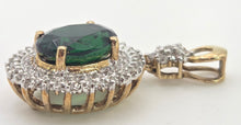 Load image into Gallery viewer, 2480- Vintage 9ct Gold Chrome Diopside Glacier Topaz Diana Style Pendant
