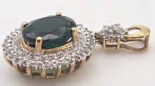 Load image into Gallery viewer, 2480- Vintage 9ct Gold Chrome Diopside Glacier Topaz Diana Style Pendant
