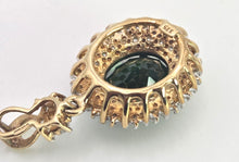 Load image into Gallery viewer, 2480- Vintage 9ct Gold Chrome Diopside Glacier Topaz Diana Style Pendant

