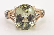 Load image into Gallery viewer, 2482 Vintage 9ct Gold Large Mint Green Topaz Diamonds Cocktail Ring
