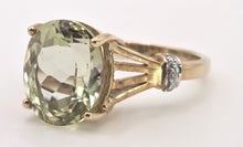 Load image into Gallery viewer, 2482 Vintage 9ct Gold Large Mint Green Topaz Diamonds Cocktail Ring
