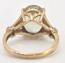 Load image into Gallery viewer, 2482 Vintage 9ct Gold Large Mint Green Topaz Diamonds Cocktail Ring
