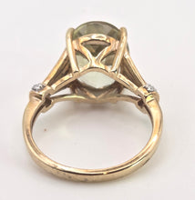 Load image into Gallery viewer, 2482 Vintage 9ct Gold Large Mint Green Topaz Diamonds Cocktail Ring
