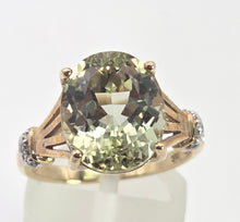 Load image into Gallery viewer, 2482 Vintage 9ct Gold Large Mint Green Topaz Diamonds Cocktail Ring
