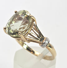 Load image into Gallery viewer, 2482 Vintage 9ct Gold Large Mint Green Topaz Diamonds Cocktail Ring
