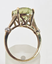 Load image into Gallery viewer, 2482 Vintage 9ct Gold Large Mint Green Topaz Diamonds Cocktail Ring

