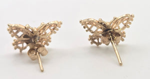 2529- Vintage 9ct Gold Openwork Butterfly Stud Earrings