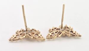 2529- Vintage 9ct Gold Openwork Butterfly Stud Earrings