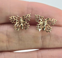 Load image into Gallery viewer, 2529- Vintage 9ct Gold Openwork Butterfly Stud Earrings
