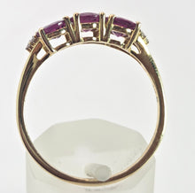 Load image into Gallery viewer, 2540- Vintage: 9ct Gold Purple Amethyst Diamonds Trilogy Ring
