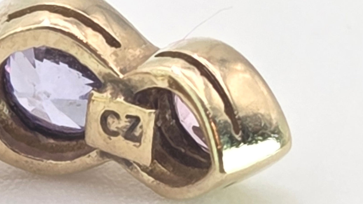 2448- Vintage 9ct Gold pear Cut Pink & Blue Topaz Stud Earrings