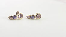 Load image into Gallery viewer, 2448- Vintage 9ct Gold pear Cut Pink &amp; Blue Topaz Stud Earrings
