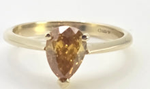 Load image into Gallery viewer, 0614: Vintage 9ct Gold Rare Pear Cut Natural Yellow Diamond (1.12ct) Ring
