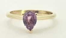 Load image into Gallery viewer, 0612: Vintage 9ct Gold Pear Cut Purple Padparadscha Sapphire (1.09ct) Solitaire Ring
