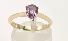 Load image into Gallery viewer, 0612: Vintage 9ct Gold Pear Cut Purple Padparadscha Sapphire (1.09ct) Solitaire Ring

