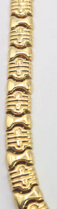 0613: Vintage: Italian 18ct Gold Geometric Flat Link Choker Necklace- 52 Grams