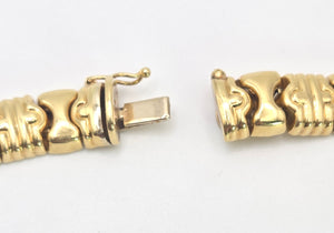 0613: Vintage: Italian 18ct Gold Geometric Flat Link Choker Necklace- 52 Grams