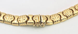 0613: Vintage: Italian 18ct Gold Geometric Flat Link Choker Necklace- 52 Grams