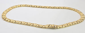 0613: Vintage: Italian 18ct Gold Geometric Flat Link Choker Necklace- 52 Grams