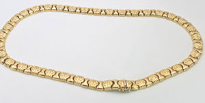 0613: Vintage: Italian 18ct Gold Geometric Flat Link Choker Necklace- 52 Grams