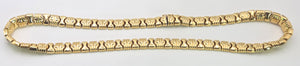 0613: Vintage: Italian 18ct Gold Geometric Flat Link Choker Necklace- 52 Grams
