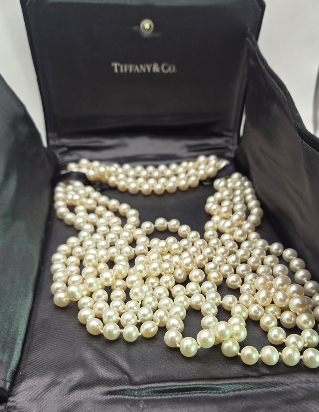 2612 Vintage Tiffany & Co Ziegfeld Freshwater Pearls Silver Necklace -Extra Long- 280cm