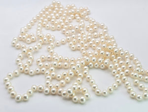 2612 Vintage Tiffany & Co Ziegfeld Freshwater Pearls Silver Necklace -Extra Long- 280cm