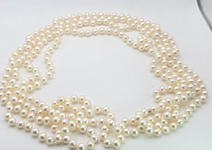 2612 Vintage Tiffany & Co Ziegfeld Freshwater Pearls Silver Necklace -Extra Long- 280cm