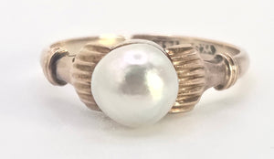 2313 Vintage 14ct Single Pearl Ring