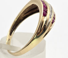 Load image into Gallery viewer, 2525: Vintage 9cr Gold 16 Rubies 21 Diamonds Tiered Dress Ring
