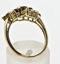 Load image into Gallery viewer, 2534: Vintage; 9ct Gold 15 Green Diopsides Diamonds Cluster Ring
