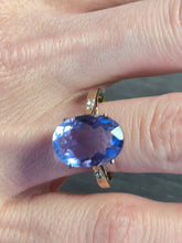 Load image into Gallery viewer, Vintage: 9ct Gold Large Fluorite Natural Diamonds Cocktail Ring
