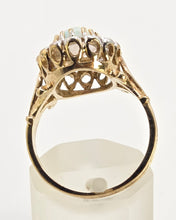 Load image into Gallery viewer, 2536: Vintage 9ct Gold Cabochon Cut White Opal 14 Natural Diamonds Cluster Ring
