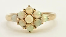 Load image into Gallery viewer, 2539: Vintage Petite 9 Cabochon Cut White Opals Flower Head Ring
