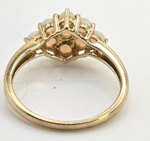 Load image into Gallery viewer, 2539: Vintage Petite 9 Cabochon Cut White Opals Flower Head Ring
