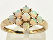 Load image into Gallery viewer, 2539: Vintage Petite 9 Cabochon Cut White Opals Flower Head Ring
