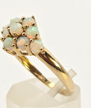 Load image into Gallery viewer, 2539: Vintage Petite 9 Cabochon Cut White Opals Flower Head Ring
