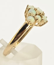 Load image into Gallery viewer, 2539: Vintage Petite 9 Cabochon Cut White Opals Flower Head Ring
