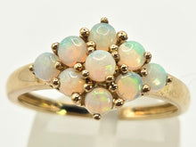 Load image into Gallery viewer, 2539: Vintage Petite 9 Cabochon Cut White Opals Flower Head Ring
