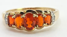 Load image into Gallery viewer, 2545; Vintage 9ct Gold Fire Opals Diamonds Dress Ring

