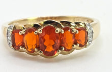 Load image into Gallery viewer, 2545; Vintage 9ct Gold Fire Opals Diamonds Dress Ring
