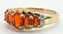 Load image into Gallery viewer, 2545; Vintage 9ct Gold Fire Opals Diamonds Dress Ring
