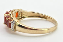 Load image into Gallery viewer, 2545; Vintage 9ct Gold Fire Opals Diamonds Dress Ring
