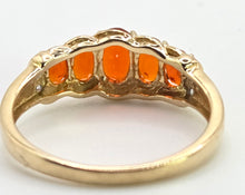 Load image into Gallery viewer, 2545; Vintage 9ct Gold Fire Opals Diamonds Dress Ring
