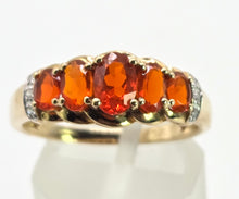 Load image into Gallery viewer, 2545; Vintage 9ct Gold Fire Opals Diamonds Dress Ring
