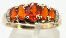 Load image into Gallery viewer, 2545; Vintage 9ct Gold Fire Opals Diamonds Dress Ring
