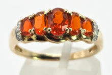 Load image into Gallery viewer, 2545; Vintage 9ct Gold Fire Opals Diamonds Dress Ring
