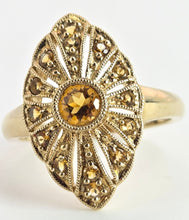 Load image into Gallery viewer, 2547: 9ct Gold 15 Yellow Citrines Art Deco Style Sunburst Ring
