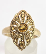 Load image into Gallery viewer, 2547: 9ct Gold 15 Yellow Citrines Art Deco Style Sunburst Ring
