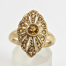 Load image into Gallery viewer, 2547: 9ct Gold 15 Yellow Citrines Art Deco Style Sunburst Ring
